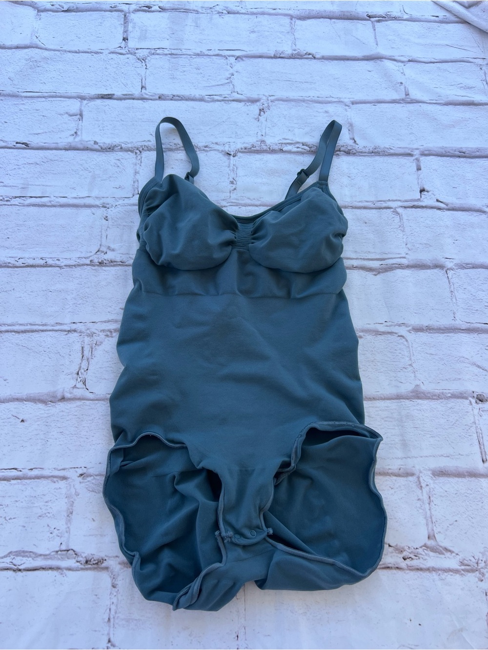 SKIMS Teal Shapewear Bodysuit with Adjustable Straps